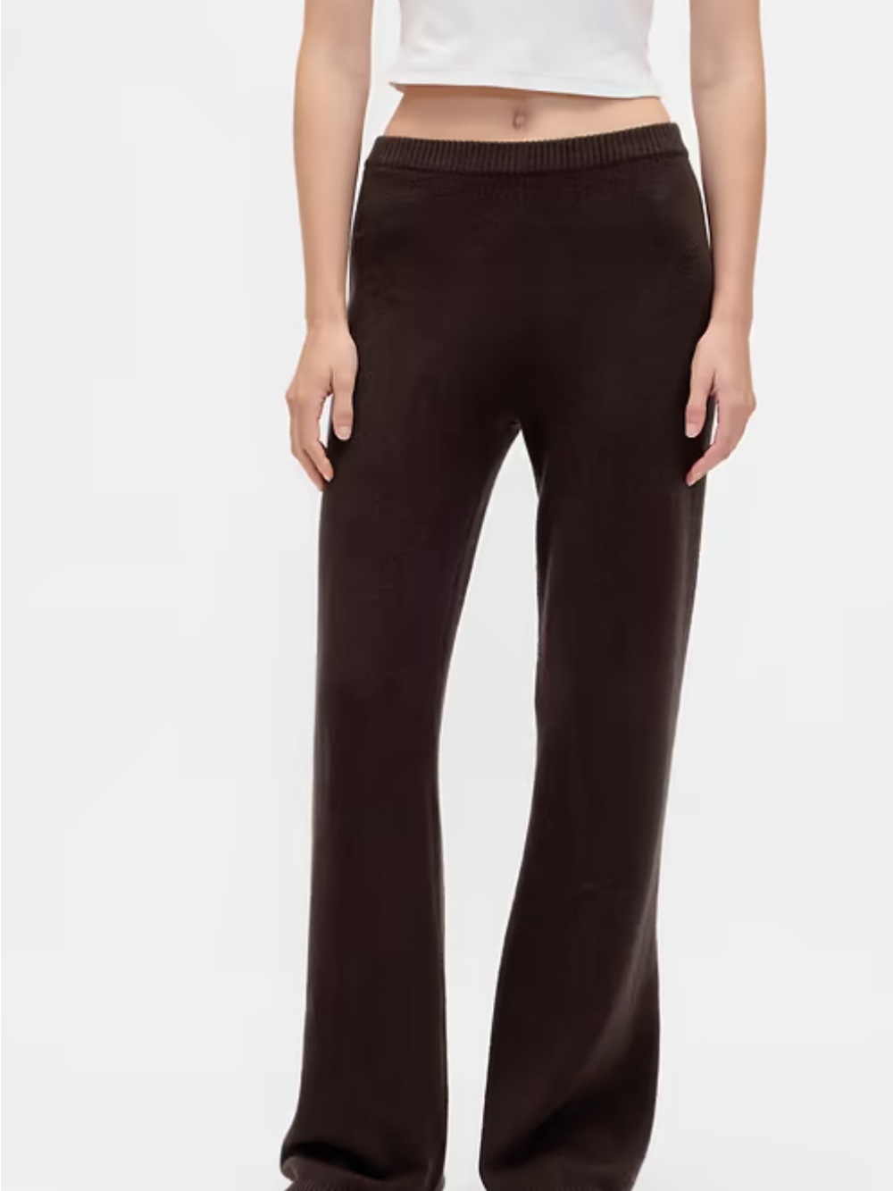 GAP Wide-Leg Knit Pants in Dark Brown